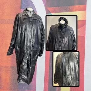 Milwaukee Leather Black 100% Leather Western Biker Long Duster Jacket Size XL